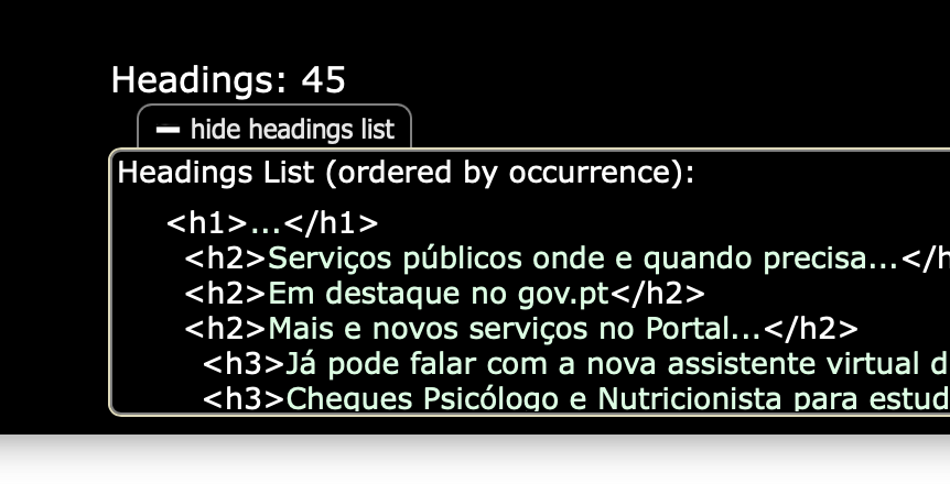 Estrutura de cabeçalhos vista no ANDI